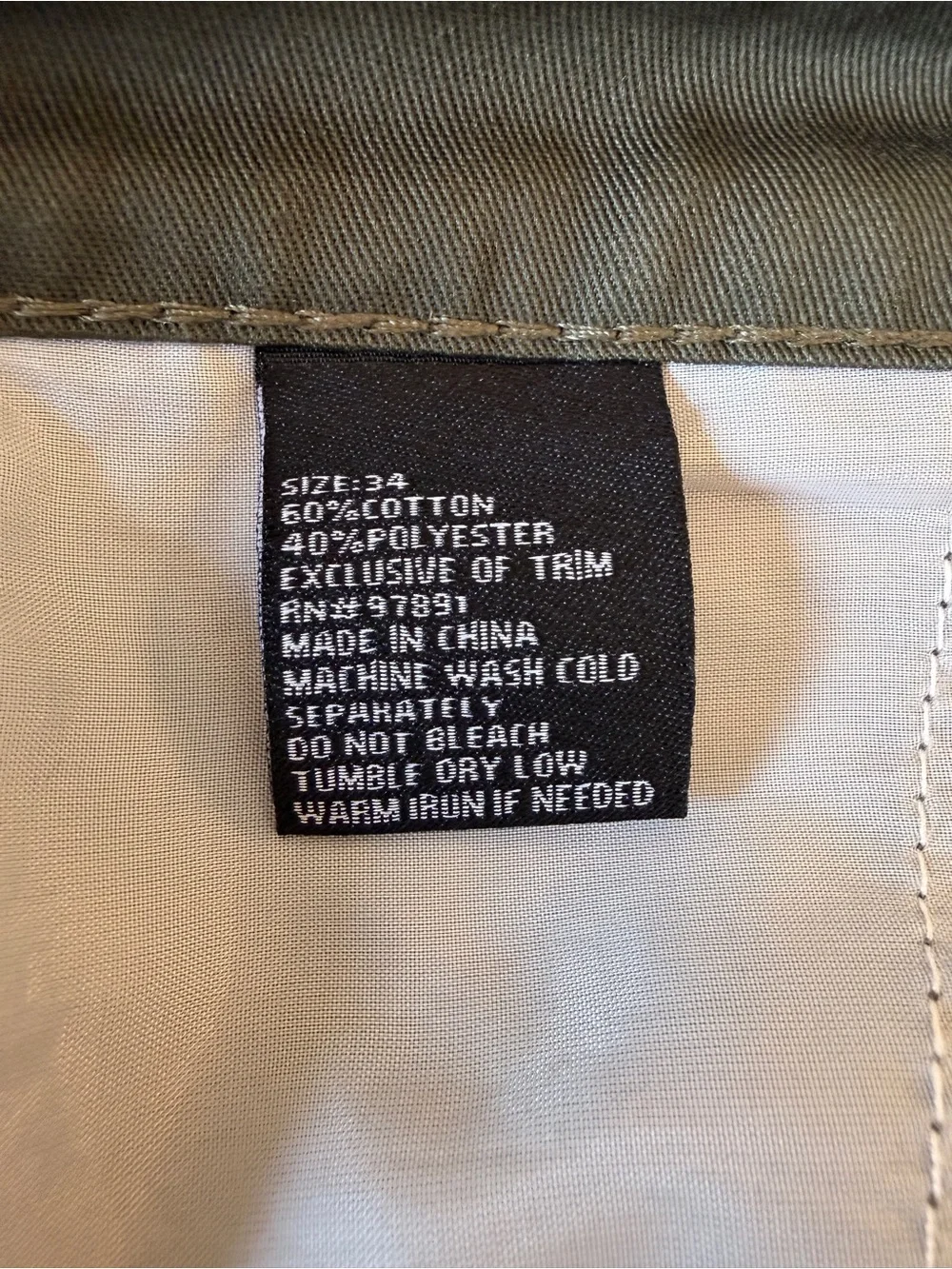 Denim & Rivets Olive Green Utility Cargo Shorts Size 34